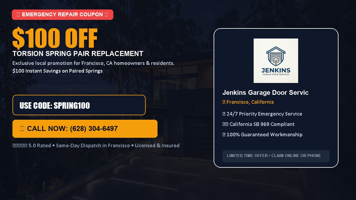 $100 OFF Heavy-Duty Torsion Spring Pair Replacement in Francisco, CA