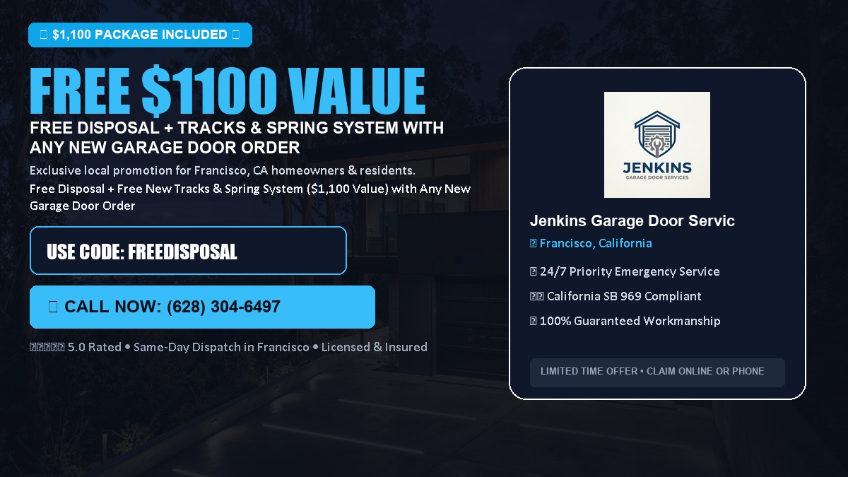 Free Disposal + Free New Tracks & Spring System with Any New Garage Door Order ($1100 Value) in Francisco, CA
