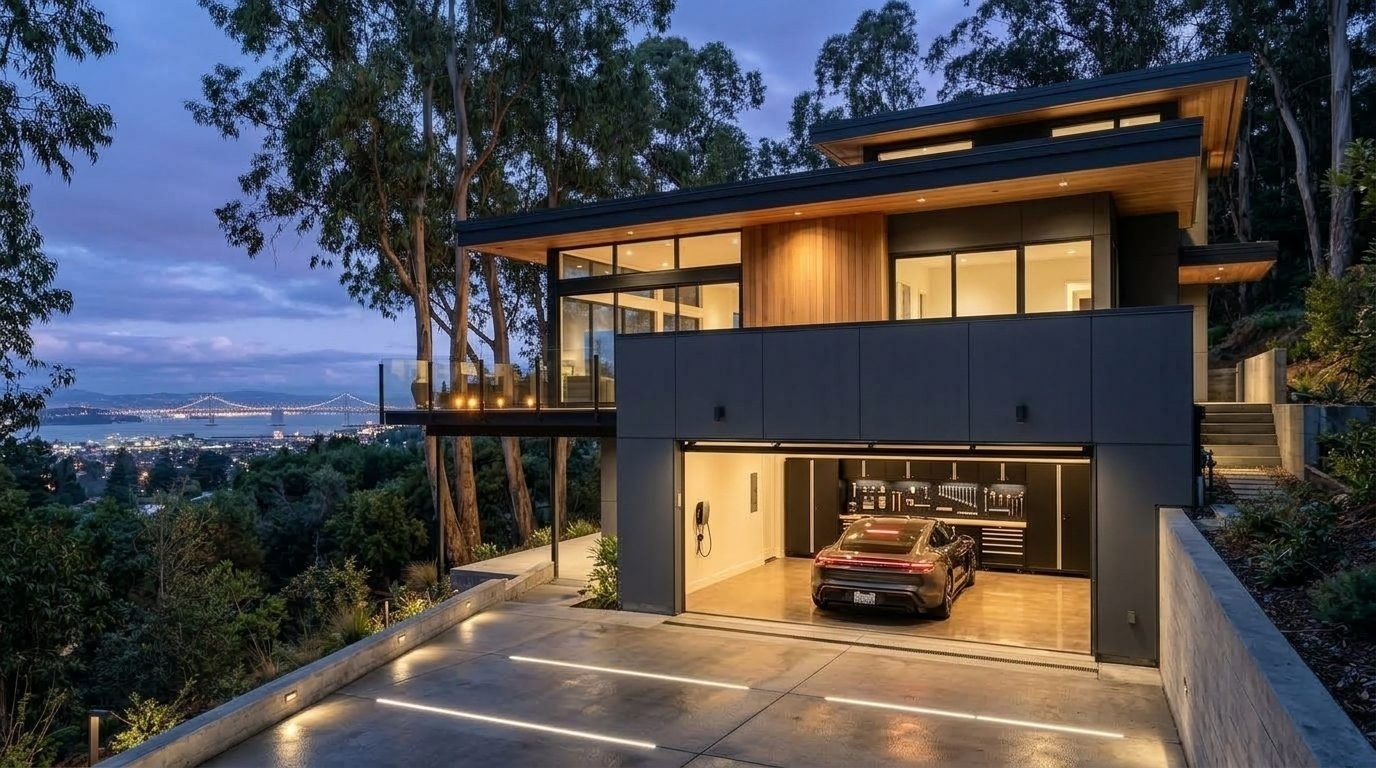 Jenkins Garage Door Services Garage Door Gliding Open Revealing Warm Illuminated Interior